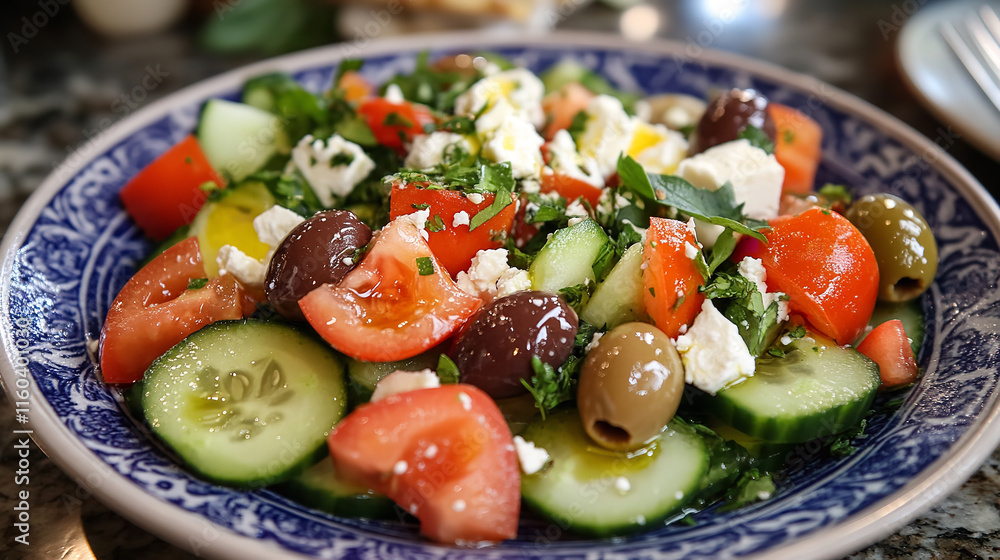 Fresh Summer Salad with Tomatoes, Cucumber and Feta Cheese Fresh Summer Salad with Tomatoes, Cucumber and Feta Cheese