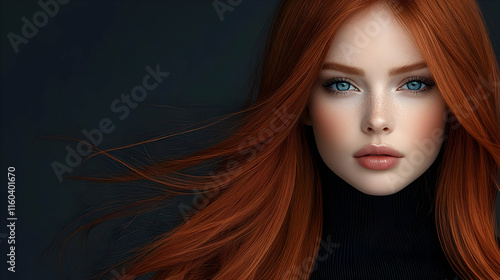 Wallpaper Mural Red Hair Flows, Beauty Shines: A Portrait of Elegance and Grace Torontodigital.ca