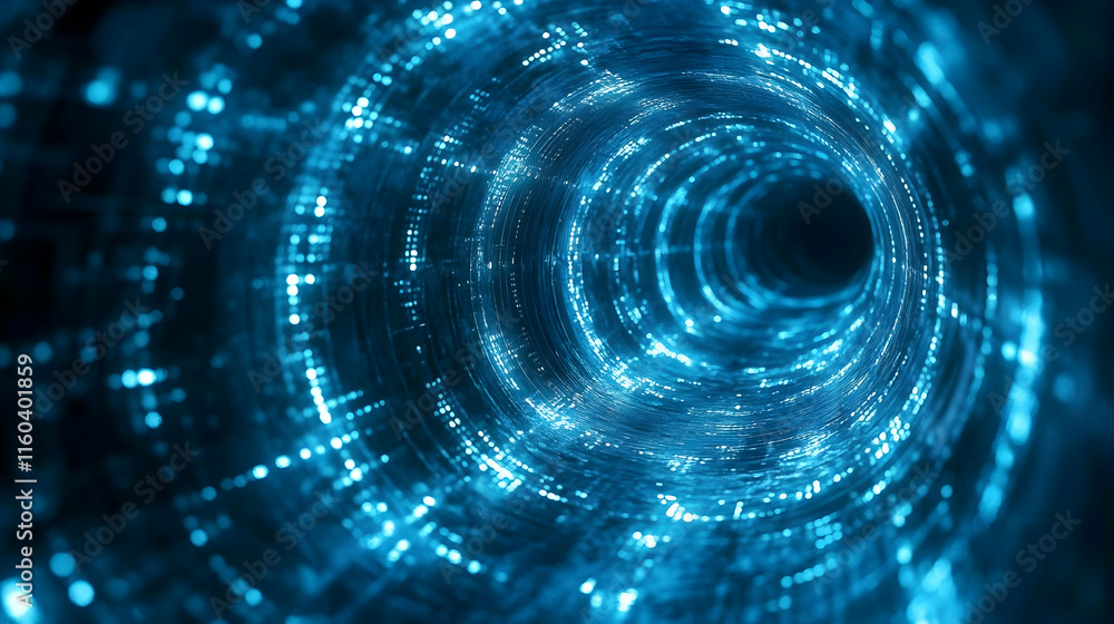 Abstract Blue Swirling Tunnel Creates a Vortex of Light and Energy Beautifully Abstract Blue Swirling Tunnel Creates a Vortex of Light and Energy Beautifully