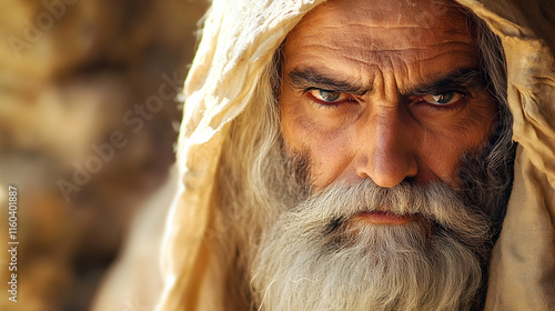 Wise Old Man Looks Sternly ...