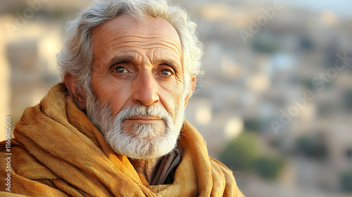Elderly Man Poses Serenely ...
