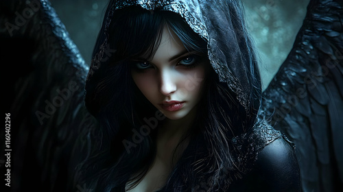 Dark Angel Stares with Blue...