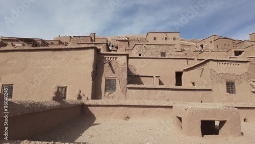 Obraz na płótnie Africa, Morocco 12,29,2024 The KASBAH of Ait Ben Haddou is a fortified city near Ouarzazate . Ait Ben Haddou is a great example of earthen clay architecture , tourist visiting attraction destination w salonie