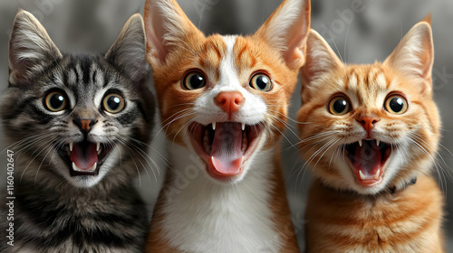 Three Kittens Meow Loudly T...
