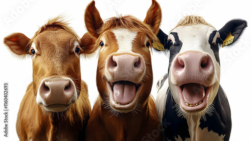 Cows Showing Teeth, Tongue,...