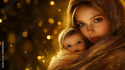 Mother Holds Baby, Embraced...