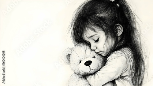 Child Embraces Teddy Bear T...
