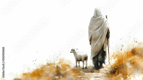Shepherd Guides Lamb Throug...