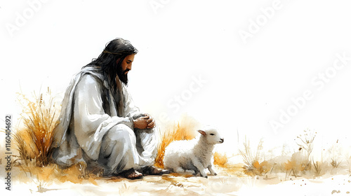 Shepherd Watches Over Lamb ...