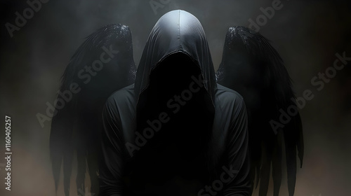 Dark Figure with Wings Emer...