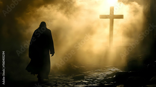 Figure Walks Towards Cross ...