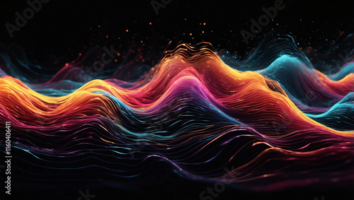 Dynamic Wave Lines and Trails Flowing in a Design, Representing Movement and Energy photo