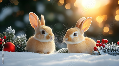Bunnies Embrace Winter Wond...