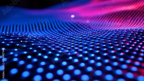 Abstract blue and pink glowing wave texture.