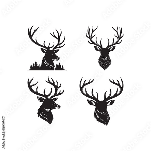 create a Deer antlers silhouette vector icon desing with a white background