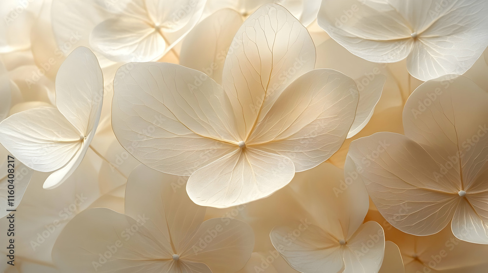 Delicate Cream Petals Cluster Together, Creating a Soft, Textured Background with Gentle Light Delicate Cream Petals Cluster Together, Creating a Soft, Textured Background with Gentle Light