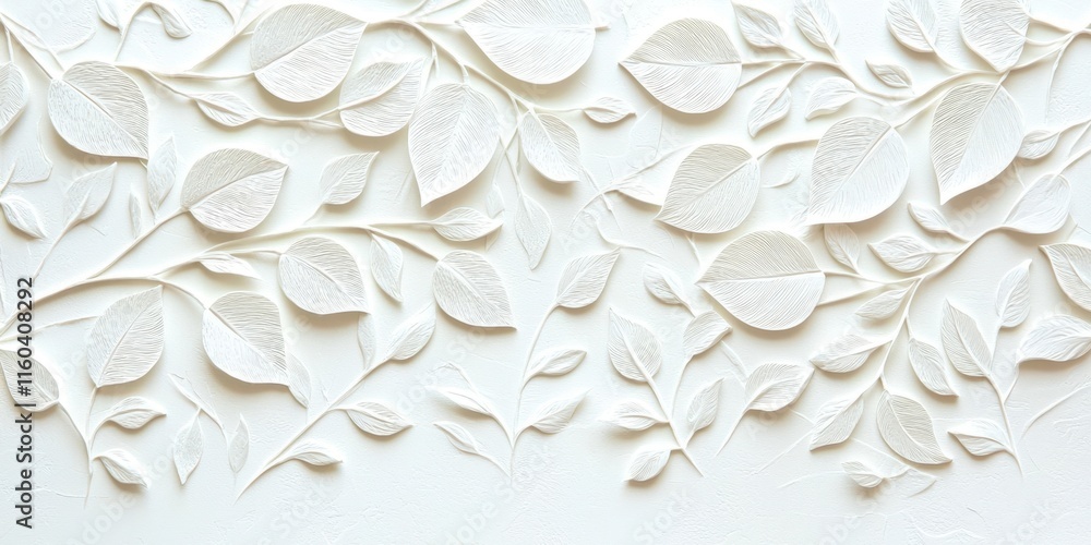Obraz premium White background with a leafy pattern
