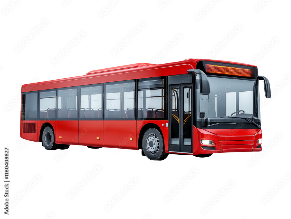 Red Urban City Bus Render on Transparent Background for Design Use Red Urban City Bus Render on Transparent Background for Design Use