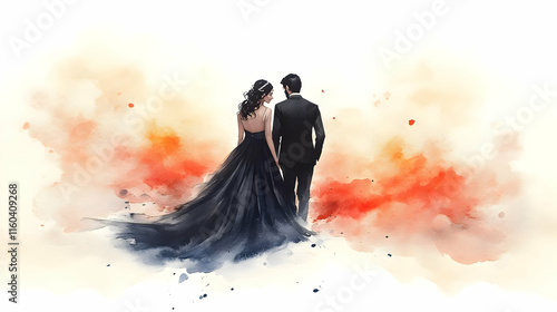 Couple Walks Away into Suns...