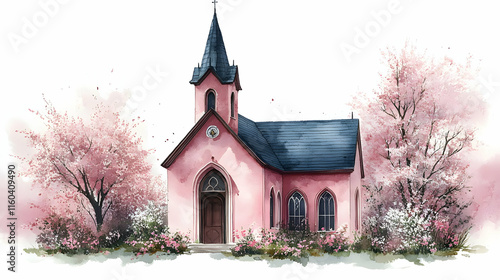 Pink Church Stands Serenely...