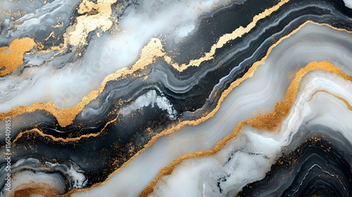Black White Gold Marble Mee...