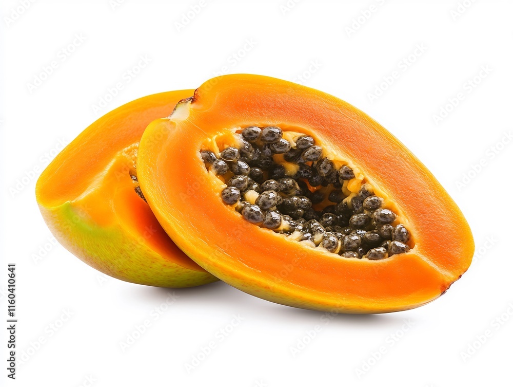 Vibrant Ripe Papaya Close-Up Photo: Juicy, Sweet Tropical Fruit Slices. AI Generated Vibrant Ripe Papaya Close-Up Photo: Juicy, Sweet Tropical Fruit Slices. AI Generated