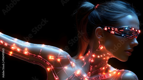 Cyberpunk Woman Displays Fu...