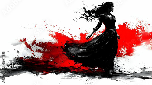 Woman Walks Through Red and...