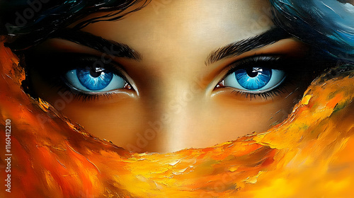 Blue Eyes Gaze Through Oran...