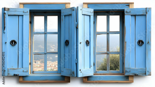 Blue Window Frames Open to ...
