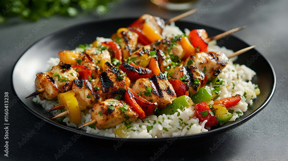 skewers of grilled meat and vegetables skewers of grilled meat and vegetables