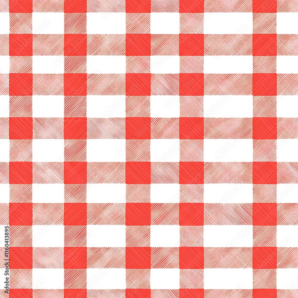 Seamless White and Red Checkered Tablecloth Print Background Design Seamless White and Red Checkered Tablecloth Print Background Design