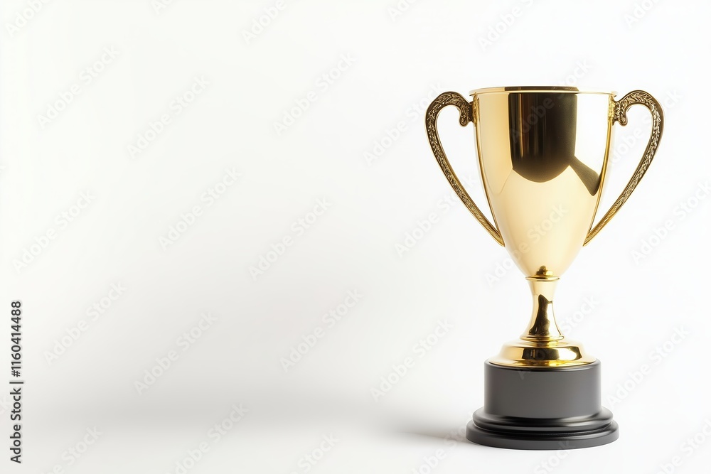 Golden cup symbolizing success and achievement on isolated white or transparent background Golden cup symbolizing success and achievement on isolated white or transparent background