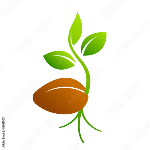 sprouting seed flat vector illustration logo icon clipart