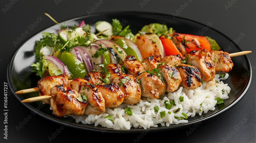 skewers of grilled meat and vegetables skewers of grilled meat and vegetables