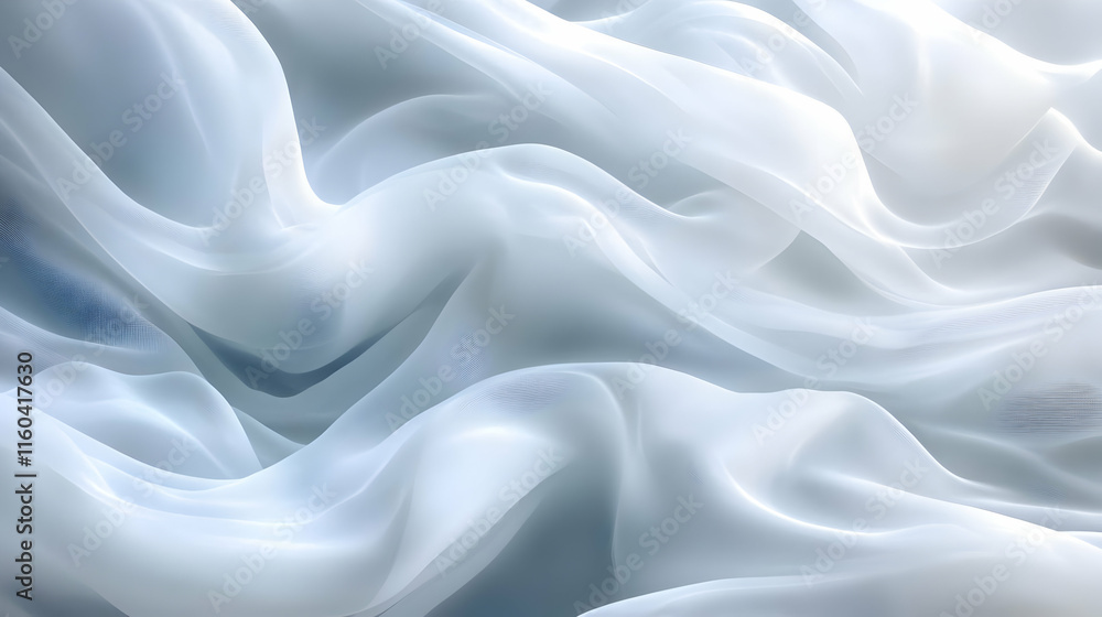 Fototapeta premium Flowing White Fabric Creates Soft and Elegant Waves Gently with Smooth Texture.