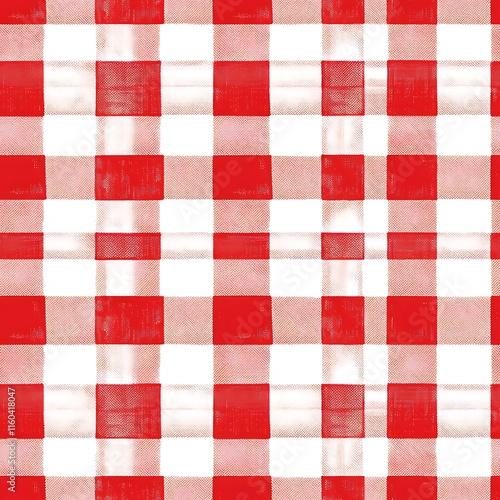 Seamless White and Red Checkered Tablecloth Pattern for Textiles