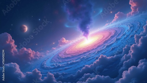 Galactic Cosmos Poster with Vivid Nebula