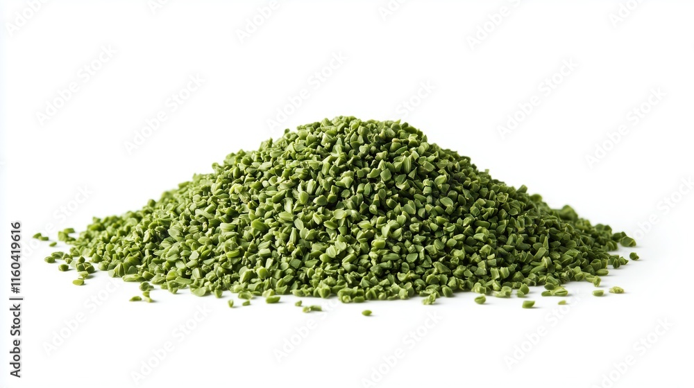 A pile of green raw fennel seeds, on white background A pile of green raw fennel seeds, on white background