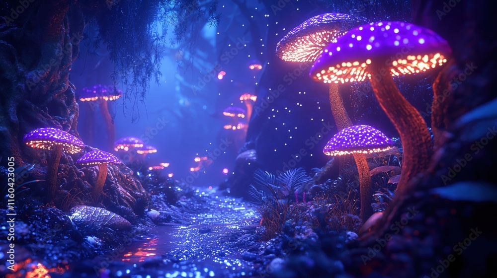 Dreamlike forest with surreal lighting Dreamlike forest with surreal lighting