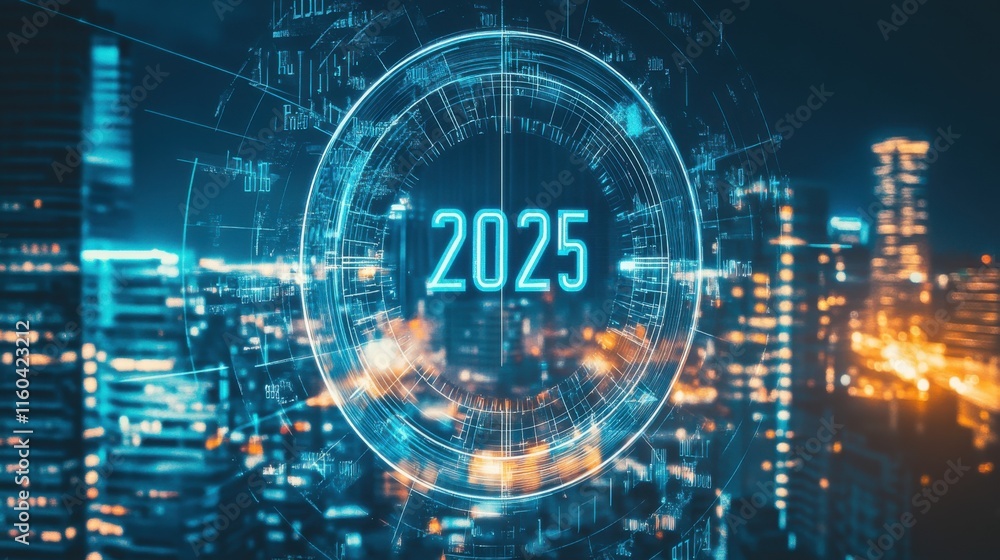 Futuristic Clock Overlay in Urban Night Scene Futuristic Clock Overlay in Urban Night Scene