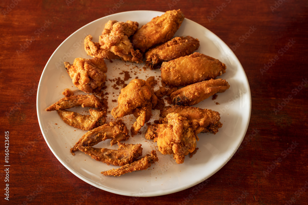 Fried chicken on a white plate Fried chicken on a white plate
