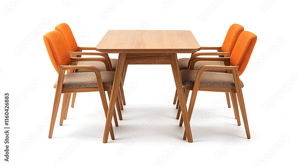 A wooden table with six chairs around it A wooden table with six chairs around it