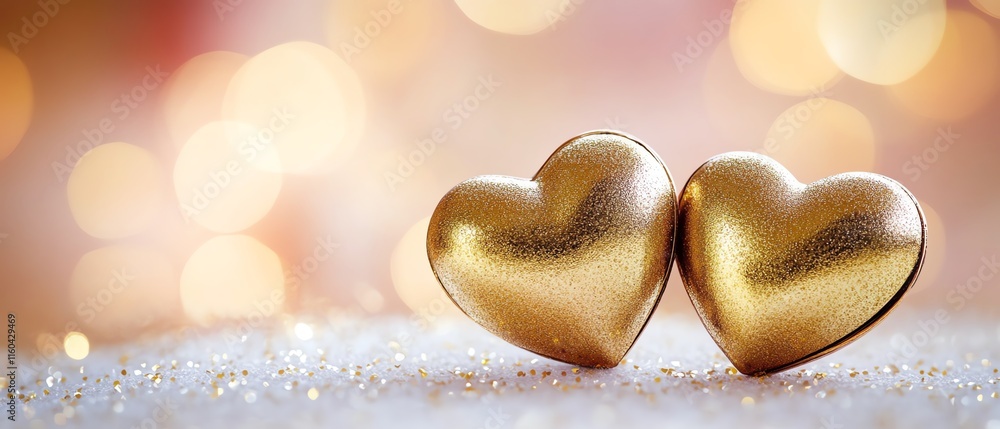 Fototapeta premium Golden hearts symbolizing love and affection.