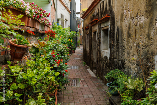 narrow street in the old town Anping Tainan, Taiwan