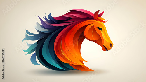 Illustration Colorful Horse Head Mane Abstract Design photo