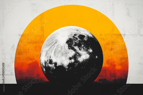 Moon with Colorful Background