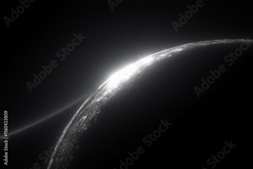 Moon with Light Streak in Space