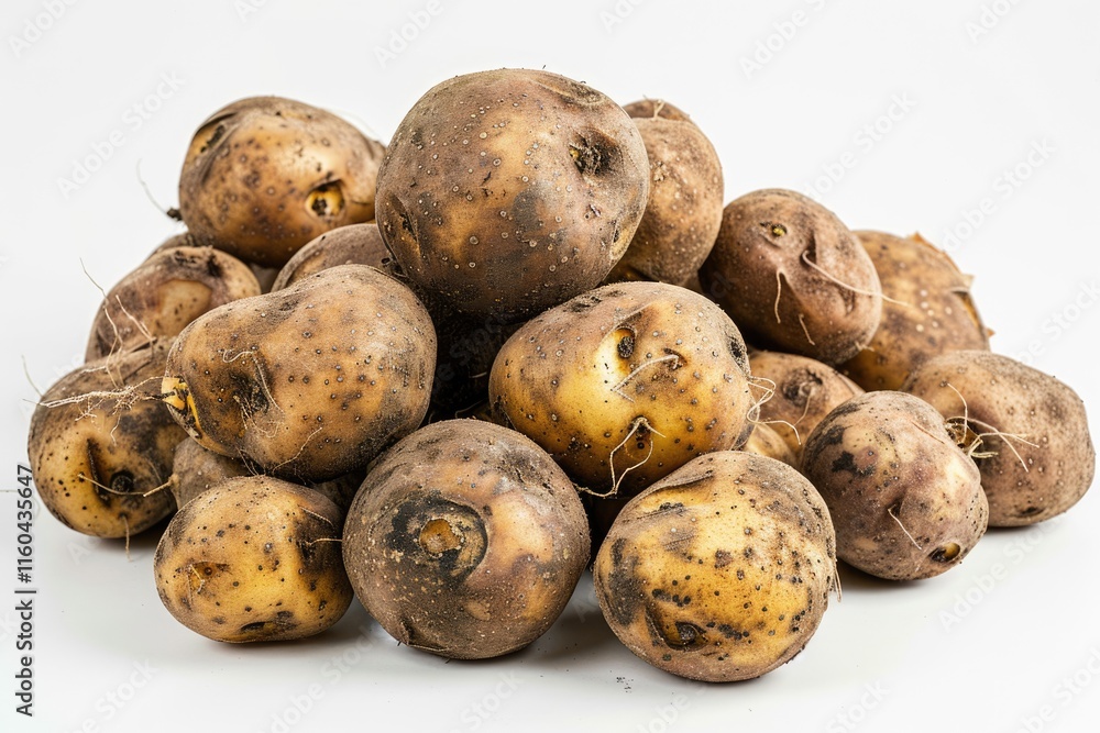 Close up shot of a bunch of potatoes on white background. Close up shot of a bunch of potatoes on white background.