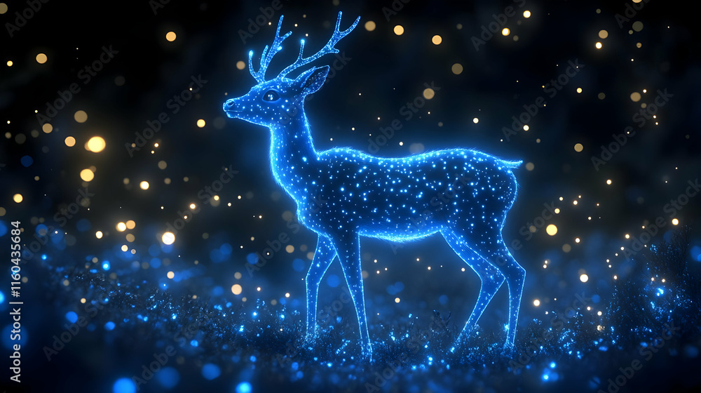 3D Illustration - Luminous Deer in a Magical Forest 3D Illustration - Luminous Deer in a Magical Forest